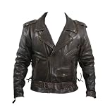 Men's Brown Premium Distressed Leather Classic Biker Jackets