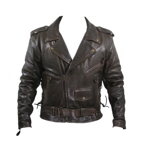 Buy Men’s Brown Premium Distressed Leather Classic Biker Jacket