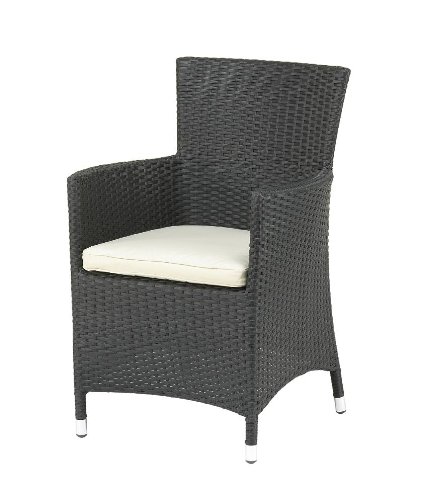 Cannes Ebony Black Wicker Fixed Carver Garden Furniture Chair