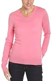  : Red Moon Women's 100% Cashmere Long Sleeve V-Neck Sweater, Bubble Gum Pink, Small