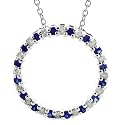 FOJO's Diamond in Sterling Silver Blue Sapphire Circle Pendant (1/4 ct. tw.)