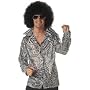 Couples Costumes Mens 60s 70s Silver Sparkle Disco Costume Shirt 1960s 1970s Party Outfit + Afro Wig