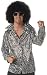 Couples Costumes Mens 60s 70s Silver Sparkle Disco Costume Shirt 1960s 1970s Party Outfit + Afro Wig