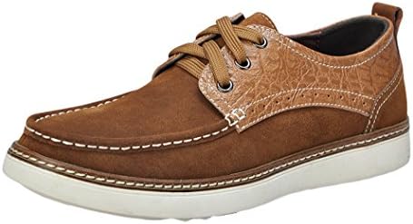 Kiwii Cyber Monday Mens Fashion Suede Ruched Lace Up Ankle High Rubber Sole Walking Board Business Shoes(6.5 D(M) US, Brown)