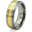 Ridged Edge Gold Plated Titanium Ring (Sizes 8-12)