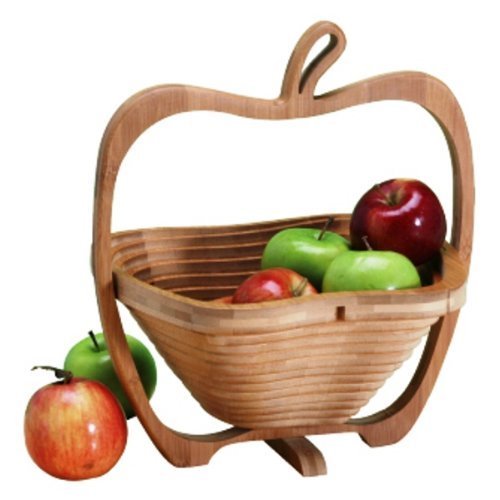 Foldable Wood Fruit Basket Apple Collapsible Fruit ,Vegetable Basket Bowl Foldable Wood Fruit Basket Apple