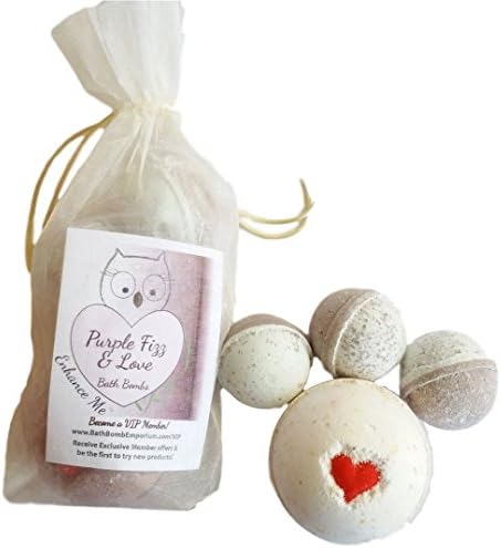 Enhance Me Purple Fizz and Love, Handmade with Organic Palm Oil, Rich Shea Butter and Coconut Oil, Spa Bath Bombs Gift Set