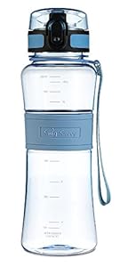 Swig Savvy 18oz Tritan Water Bottle Eco Friendly & BPA-Free Plastic ,Leak Free One-Click Flip Top open Ideal For Sports Yoga, Camping, Biking, & Jogging, (Blue)