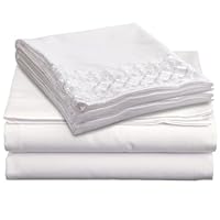 King, White, 1600-Premier Lace Design Series Bed Sheet Set by Lamma Loe - Available in Many Sizes and Colors