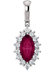 Platinum 10.00x5.00mm Marquise Cut Rhodolite Garnet and Diamond Pendant -- LIFETIME WARRANTY