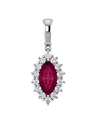 10K White Gold 10.00x5.00mm Marquise Cut Rhodolite Garnet and Diamond Pendant -- LIFETIME WARRANTY