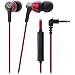 Audio-Technica ATHCKR3ISRD in-Ear Headphones with in-line Mic and Control, Red