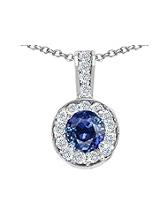 Tommaso Design (tm) Round Genuine Sapphire and Diamond Pendant