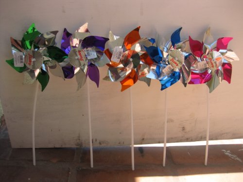 5pc Blue/Orange/Green/Hot Pink/Red/Yellow Assorted Metallic Pinwheel 7.5