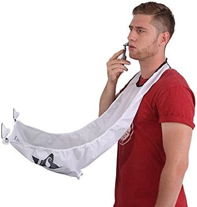 Artisanates Beard Cather Bib,Best Shaving Hair Clippings &amp; Beard Catcher Bib,Facial Hair Trimmings Catcher With Glass Hook For Bathroom Mirror,Stop Clogging Your Sink,Cover Shoulders Easy Clean(White)