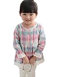 【TPGROWIN】 子供服 ワンピース ガールズ レース フリル チェック柄 配色 ベビー キッズ 女の子 パーティー 入園式 卒園式 春 夏 (140, ピンク)