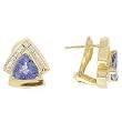 14K Yellow Gold Tanzanite and Diamond Earrings