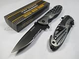 Tac-force Assisted Opening Sawback Bowie Rescue High Carbon Half Serrated Silver Stainless Steel Blade Knife - Gray