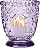 Purple Vintage Glass Candle Holder (fancy faceted design)