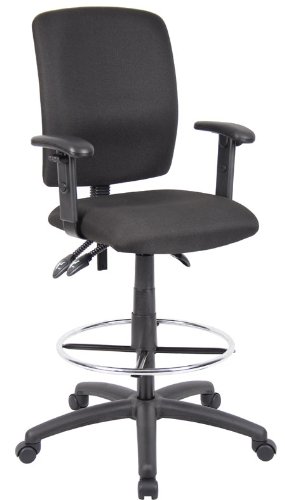 B1636 Boss - Multi-function Drafting Chair In Black Fabric With Arms