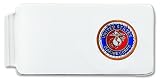 14k White Gold 1in Engraveable U.S. Marine Corps Logo Money Clip