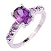 Psiroy 925 Sterling Silver Stunning Created Gorgeous Women's 7mm*9mm Oval & Round Cut Sapphire Quartz Charms Filled Ring