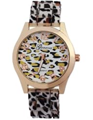 changeshopping 1PC Womens Girl Leopard Silicone Quartz Wristwatches Sport Watch Gift (A)