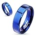 Jinique STR-0026 Blue IP Over Stainless Steel Beveled Edge Flat Band Ring; Comes Box (9)