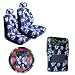 11 Piece Hawaiian Auto Interior Gift Set - Blue Hawaii Hibiscus Floral print : 2 Low Back Seat Cover, 2 Headrest Cover, Steering Wheel Cover, 2 Shoulder Harness Pressure Relief Cover, 2 Front Floor Mat and 2 Rear Floor Mat - Blue