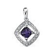 14K White Gold Amethyst and Diamond Pendant