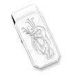 Silver-plated & Rhodium Golf Bag Hinged Money Clip