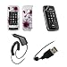 LG Voyager VX10000 - Premium Purple Hawaiian Flowers Design Snap-On Cover Hard Case Cell Phone Protector + Crystal Clear Screen Protector + Rapid Car Charger + USB Data Charge Sync Cable for LG Voyager VX10000