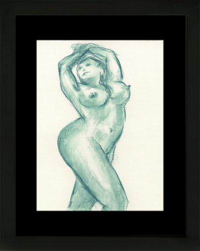 Wood Frame & Matted Original Art Bordeaux Boudoir BBW Voluptuous Curvy Woman Nude Female Watercolor Painting