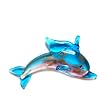 Aqua Pink Dolphin Glass Foil Pendant with Organza Choker