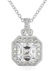 Sterling Silver Swarovski Zirconia Asher Antique Pendant Necklace, 18"