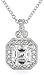 Platinum Plated Sterling Silver Swarovski Zirconia Asscher Antique Pendant