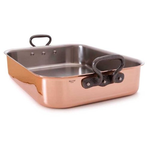 41mr8eN7U5L Mheritage Cuprinox 7.1 Quart Rectangular Roasting Pan with Cast Iron Handles