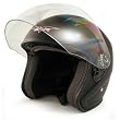 VCAN V526 Metro Flat Black Medium Open Face Helmet with Full Face Shield