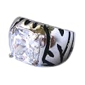Zirconite Black Tiger Stripes w/ Cushion Cut Ring - Size 7