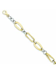 Genuine 14K Two-Tone Two Tone Polished Fancy Link Bracelet 7.5 Inches 4 Grams Of Gold 100% Satisfaction Guaranteed.