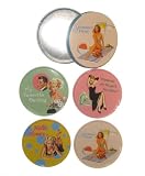 GLAM Retro Pinup Poster Girl Aluminum Coaster Gift Set, Summer Time Design