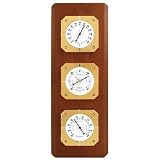 New Taylor Springfield Weather Station W/Thermometer Barometer & Hygrometer With Light Walnut Finish