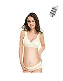 AIKOSHA NETWORK イエロードット 34/75 授乳ブラジャー ＆ マタニティショーツ & 靴下 のセット商品 ノンワイヤー クロスオープン 簡単授乳 ブラトップ