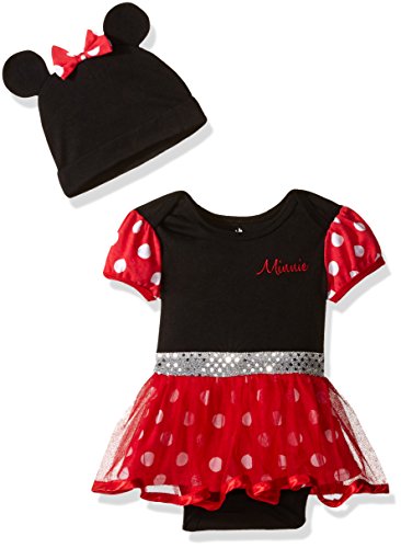 Disney Baby Girls' Minnie Mouse Costume Dress up Tutu Bodysuit and Cap, Red, 6-9 Months