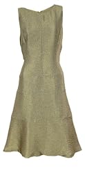 Crinkled Sheath Metallic/Nylon/Polyester Round Neck Flared-Skirt  Dress