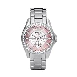 Fossil Women's ES2251 Stainless Steel Bracelet Pink Mother-Of-Pearl Glitz Analog Dial Multifunction Watch