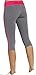 iLoveSIA Women's Tight Capri Yoga Workout Legging US Size L Grey+Rose Red