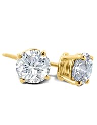 3/4ct Round Diamond Stud Earrings in 14k Yellow Gold