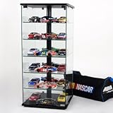 RTA Home And Office Clear Glass Shelves And Aluminum Display Case With Swivel