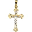 14K Two-Tone Gold Crucifix Pendant - 33.00x23.00mm